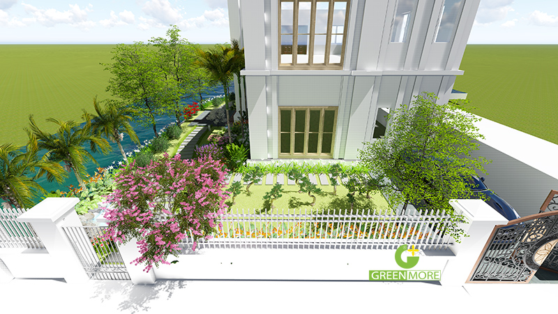 Thi công và chăm sóc sân vườn biệt thự khu đô thị Vinhomes Riverside